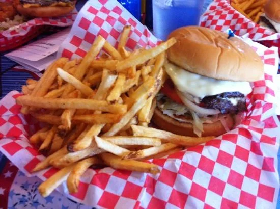 hamburger and french fries