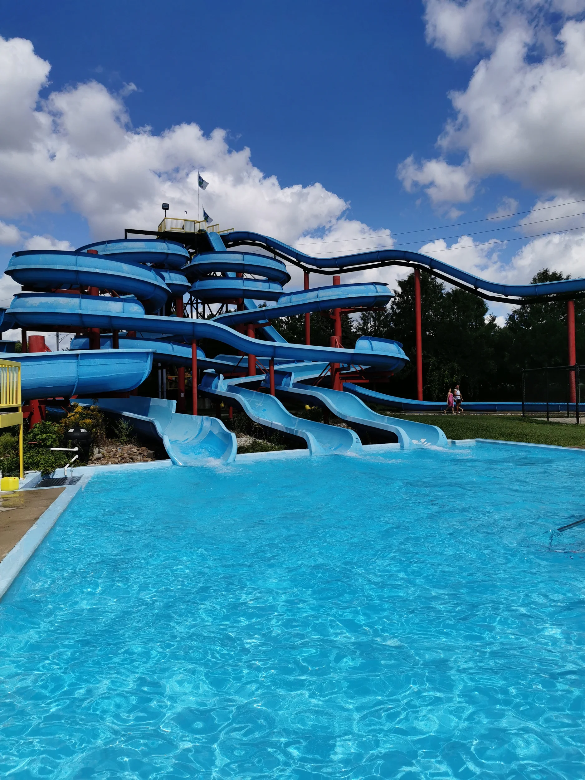 water tube slides into pool